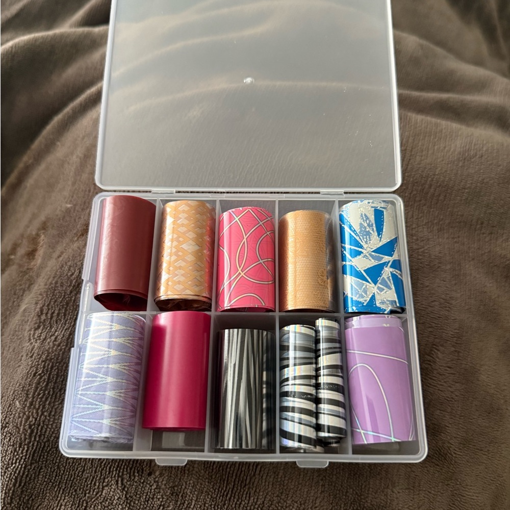 Nail Art Transfer Foil Set w Organizer Case